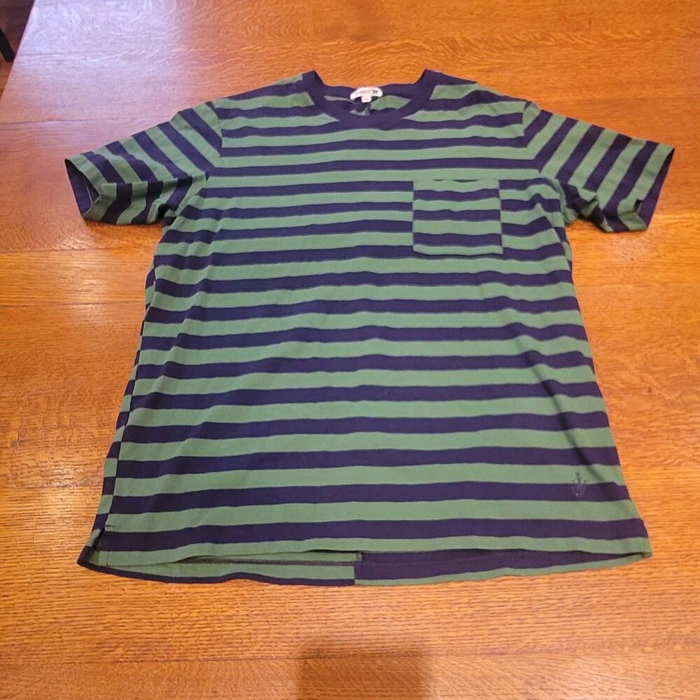 Uniqlo JW Anderson Striped Pocket Tee Green Blue Mens Large Crewneck Shirt